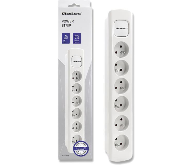 QOLTEC Listwa zasilająca - 6 gniazd, 1.8m, biała 50278 - 1122538 - zdjęcie 2